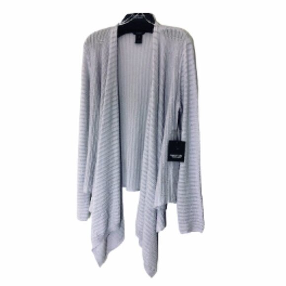 Simply Vera Wang Womens Gray Textured Flyaway Open Cardigan Sweater Sz S New - Picture 3 of 9